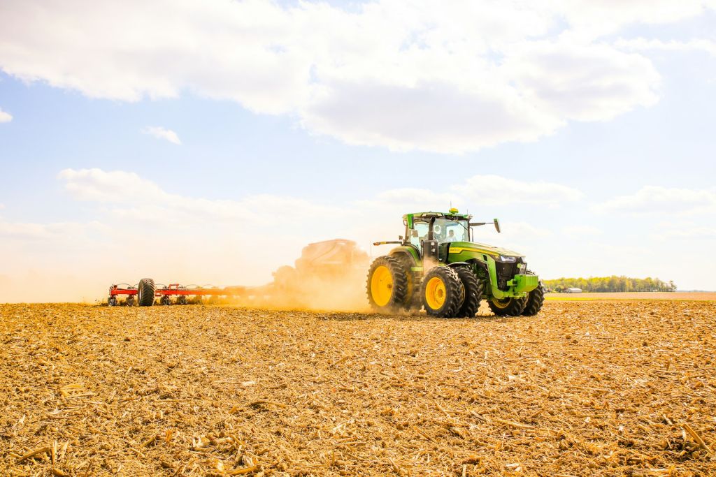 Tractor working a field