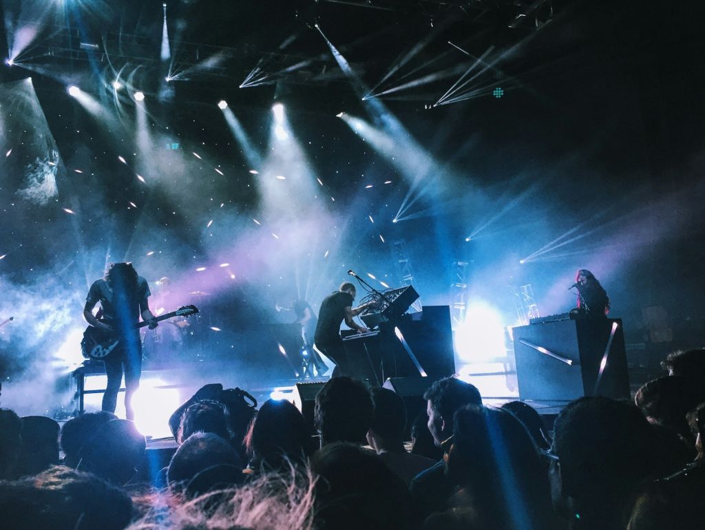 Band playing on stage at a concert